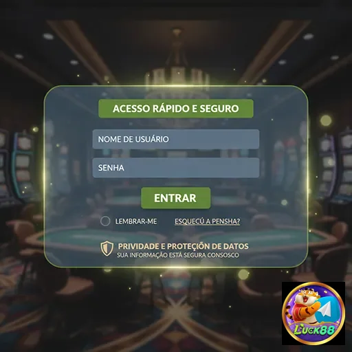 Tela de login do luck88 com campos para usuário e senha.