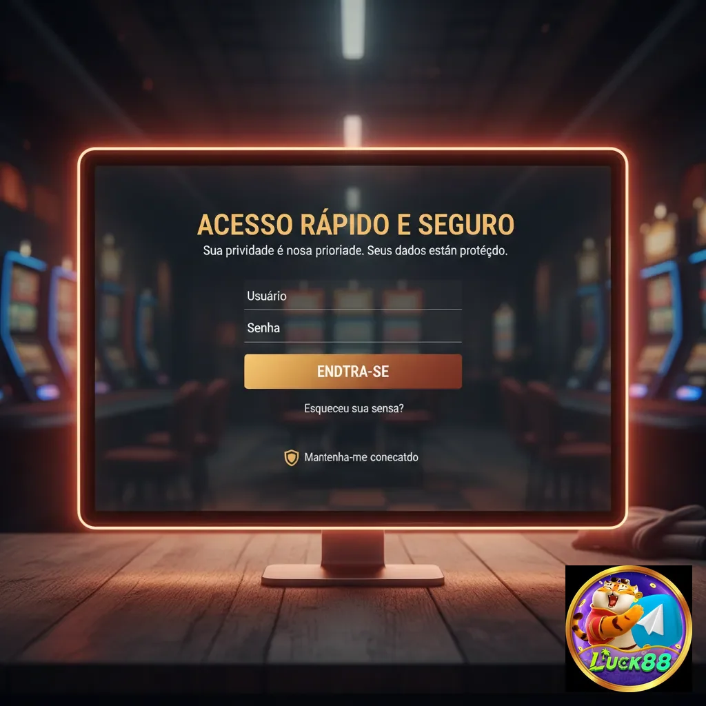 Tela de login seguro da luck88 para jogadores VIP.