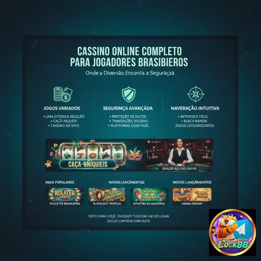 Interface do aplicativo Luck88 destacando jogos e segurança.