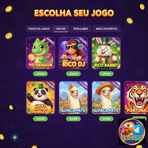 Jogos disponíveis no site luck88, destacando opções populares.
