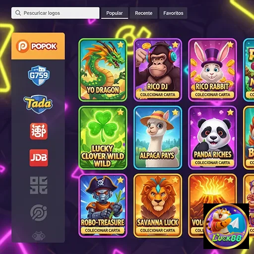 Tela do luck88 exibindo jogos de caça-níqueis populares.