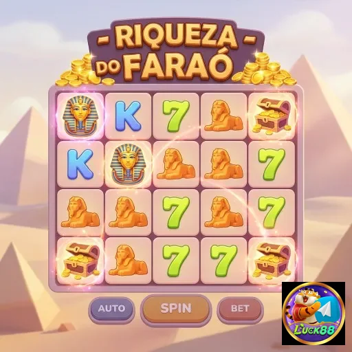 Tela do jogo Riqueza do Faraó no app luck88.