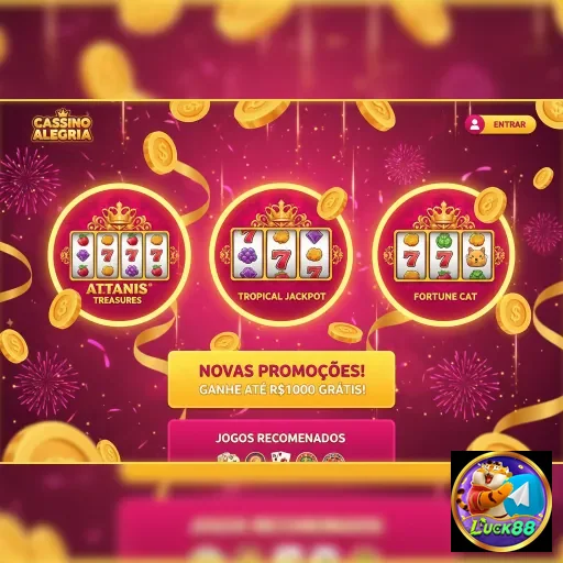 Aplicativo luck88 exibindo jogos destacados e promoções.