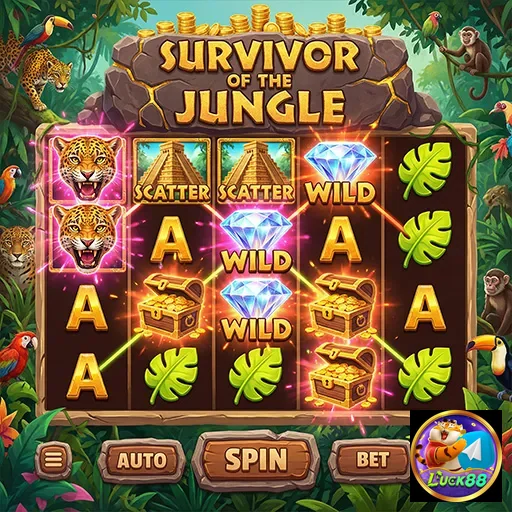 Detalhe do jogo 'Survivor of the Jungle' no luck88.