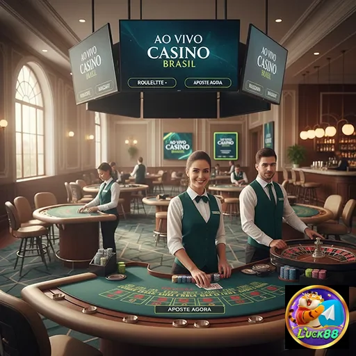 Croupiers da luck88 em cassino ao vivo com mesas de roleta.