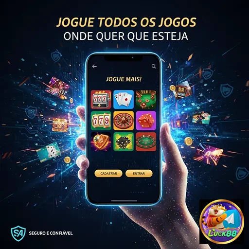 Celular mostrando jogos e eventos exclusivos na luck88.