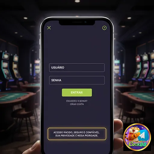 Tela de login do site luck88 com foco em segurança.